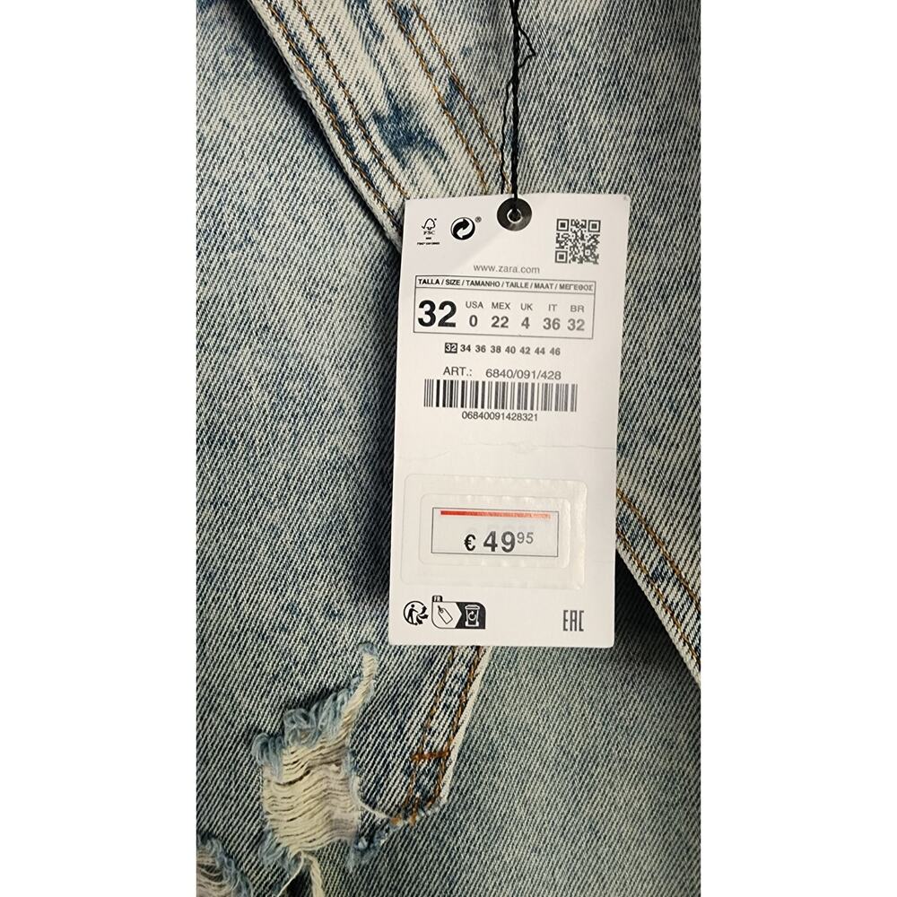 ZARA LAYERED NWT Jeans MID-RISE ZW STRAIGHT LEG Skirt Overlay Sz 0 - Picture 7 of 8